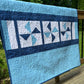 Pinwheels Baby Quilt - Star Fabric - Navy & Harbor Sky - Handmade Baby Blanket (39.5"x48")