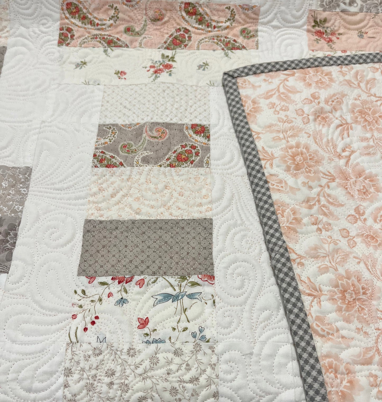 Handmade Baby Girl Quilt, Custom Quilted Heirloom Baby Girl Blanket (43x47) Ready to Ship!