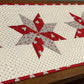 Christmas Handmade Quilted Table Runner - Red, Grey, Christmas Trees, Holly, Custom Quilted - 13.5"x55" - Ready to Ship