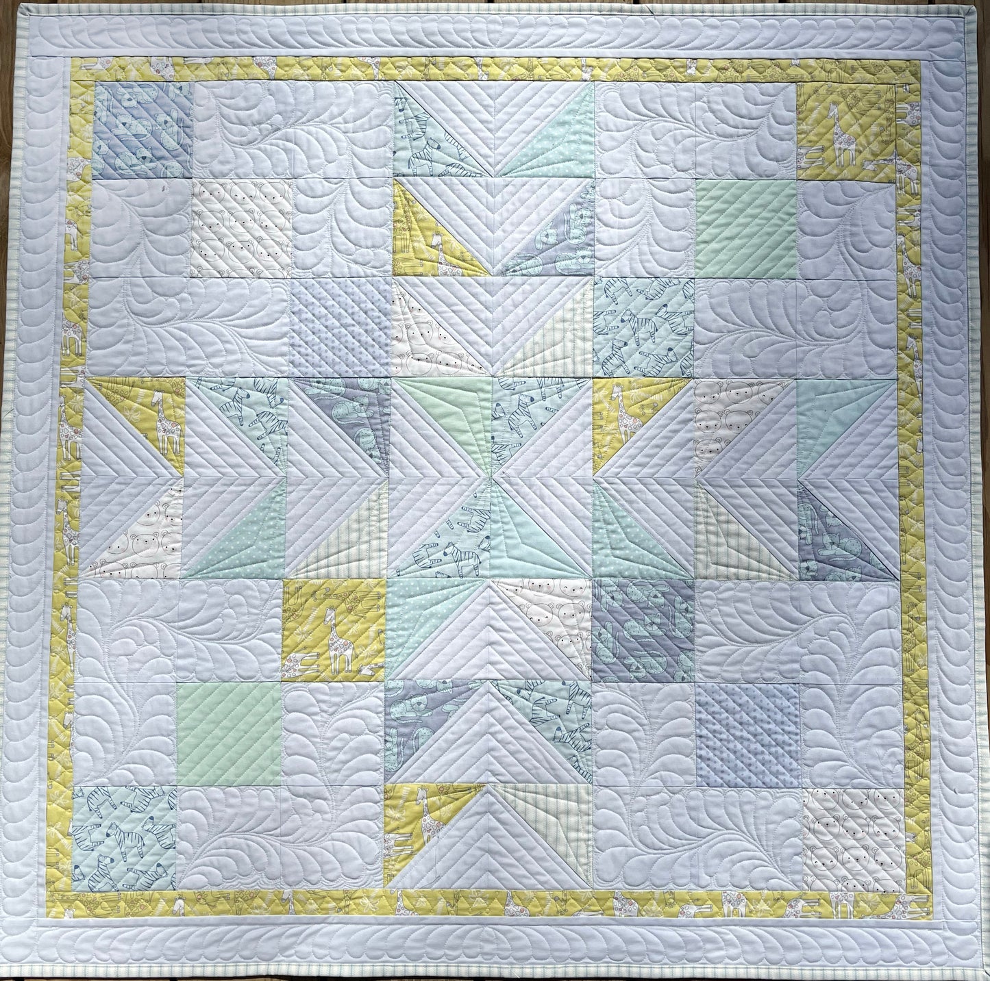 Handmade Baby Quilt, Gender Neutral Baby Blanket - Giraffes, Zebras, Cheetahs, Bears - Custom Quilted Heirloom - Ready to Ship!