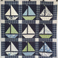 Handmade Sailboat Baby Quilt, Navy Blue Sailboat Baby Blanket (36x38) Moda Nantucket Summer, Nautical Wall Hanging - Ready to Ship!