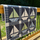 Handmade Sailboat Baby Quilt, Navy Blue Sailboat Baby Blanket (36x38) Moda Nantucket Summer, Nautical Wall Hanging - Ready to Ship!