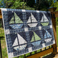Handmade Sailboat Baby Quilt, Navy Blue Sailboat Baby Blanket (36x38) Moda Nantucket Summer, Nautical Wall Hanging - Ready to Ship!