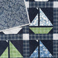 Handmade Sailboat Baby Quilt, Navy Blue Sailboat Baby Blanket (36x38) Moda Nantucket Summer, Nautical Wall Hanging - Ready to Ship!