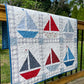 Handmade Baby Boy Sailboat Quilt - Nautical Sailboats Red, White & Blue Baby Blanket, Wall Hanging, Table Topper (36x42.5) Ready to Ship!