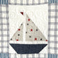 Handmade Baby Boy Sailboat Quilt - Nautical Sailboats Red, White & Blue Baby Blanket, Wall Hanging, Table Topper (36x42.5) Ready to Ship!