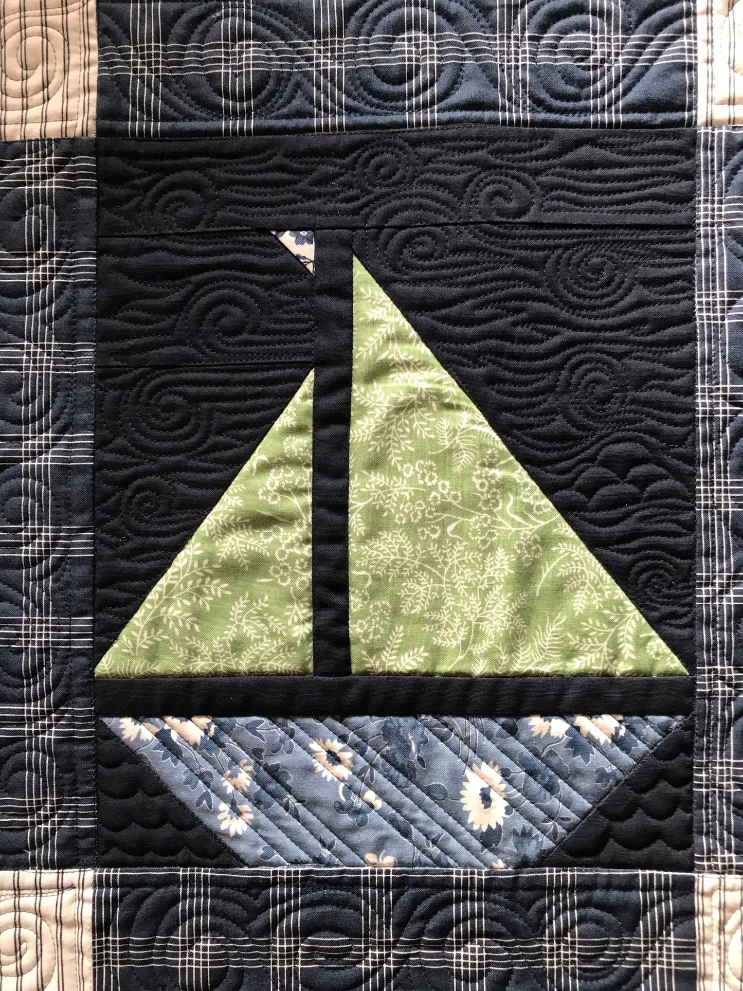 Custom Navy "Sail On" Sailboat Quilt - Made to Order