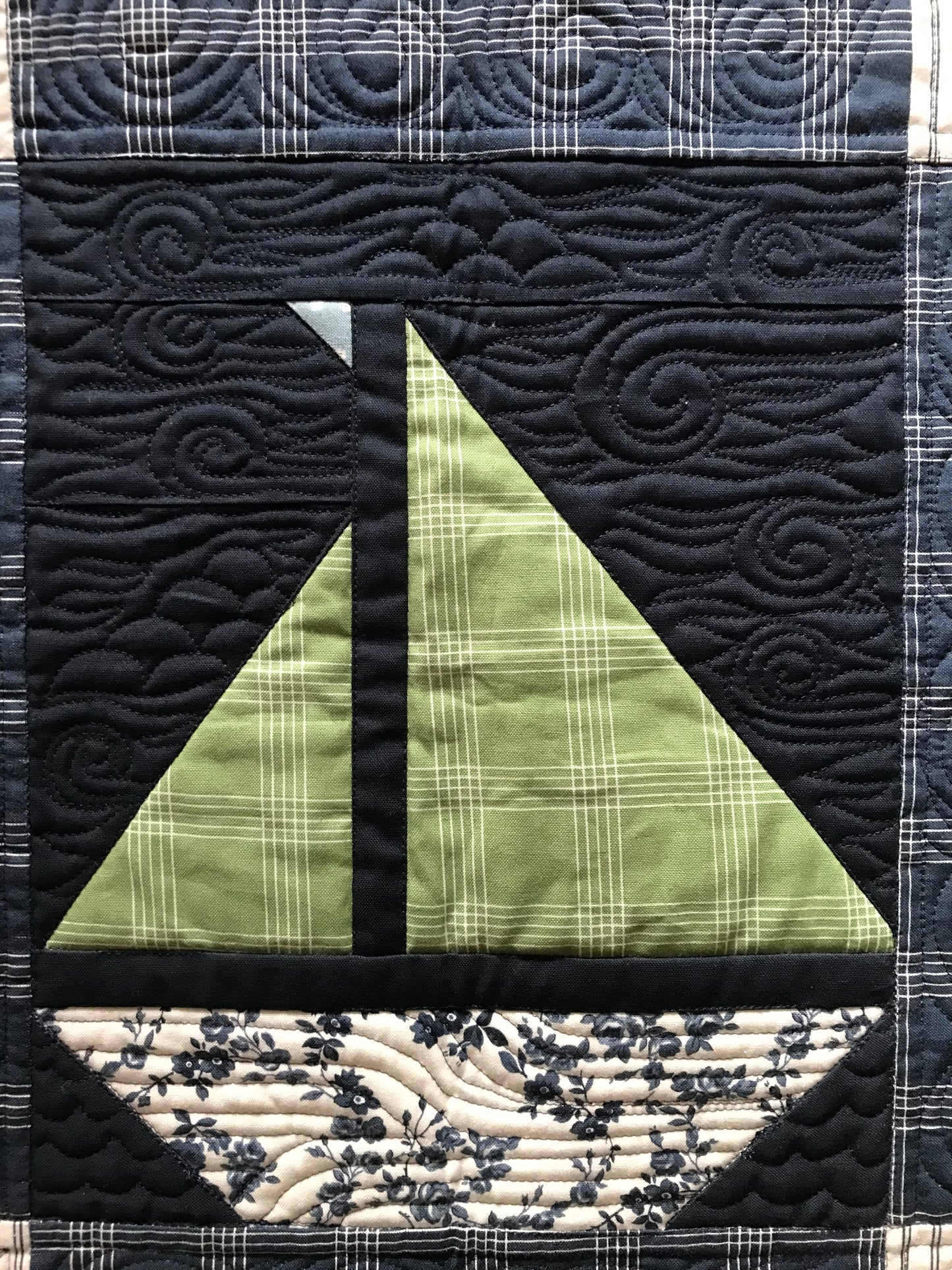 Custom Navy "Sail On" Sailboat Quilt - Made to Order