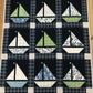 Custom Navy "Sail On" Sailboat Quilt - Made to Order