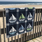 Custom Navy "Sail On" Sailboat Quilt - Made to Order