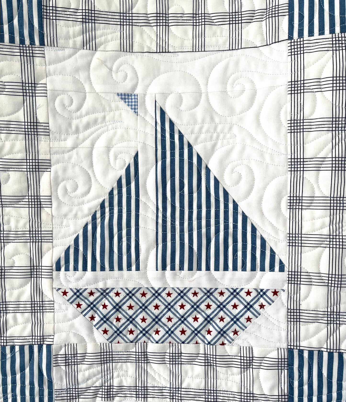 Handmade Baby Boy Sailboat Quilt - Nautical Sailboats Red, White & Blue Baby Blanket, Wall Hanging, Table Topper (36x42.5) Ready to Ship!