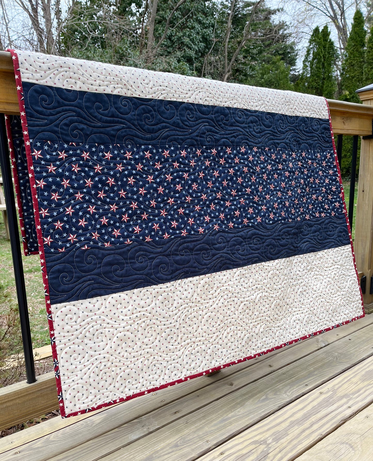 Handmade Baby Boy Sailboat Quilt - Heirloom Quilt, Nautical Home Decor 42"x52"