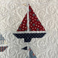 Handmade Baby Boy Sailboat Quilt - Heirloom Quilt, Nautical Home Decor 42"x52"