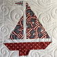 Handmade Baby Boy Sailboat Quilt - Heirloom Quilt, Nautical Home Decor 42"x52"
