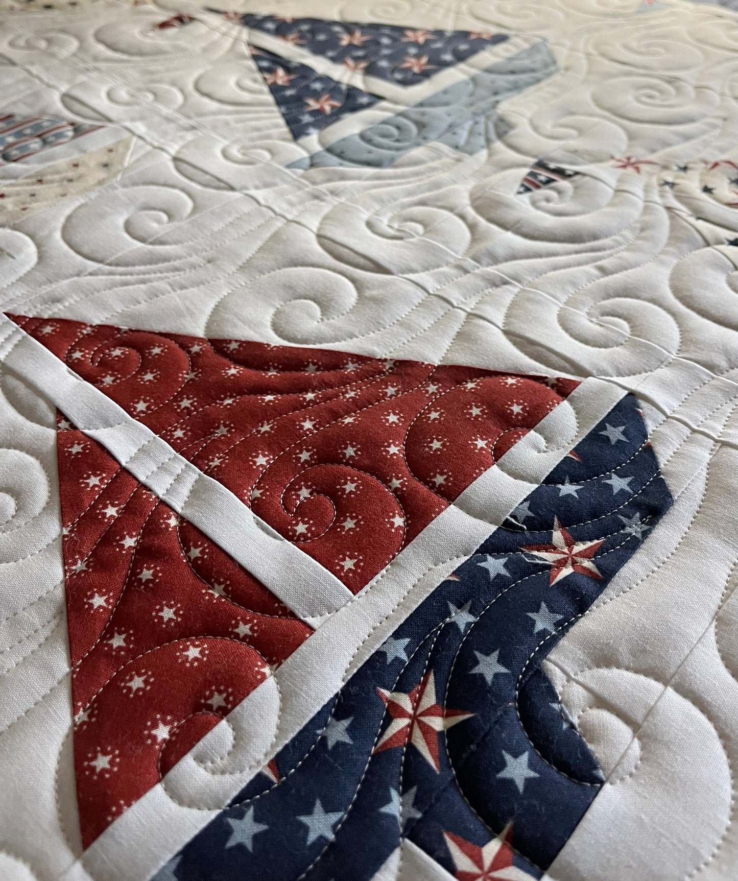 Handmade Baby Boy Sailboat Quilt - Heirloom Quilt, Nautical Home Decor 42"x52"