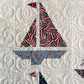 Handmade Baby Boy Sailboat Quilt - Heirloom Quilt, Nautical Home Decor 42"x52"