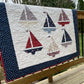 Handmade Baby Boy Sailboat Quilt - Heirloom Quilt, Nautical Home Decor 42"x52"