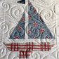 Handmade Baby Boy Sailboat Quilt - Heirloom Quilt, Nautical Home Decor 42"x52"