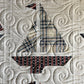 Handmade Baby Boy Sailboat Quilt - Heirloom Quilt, Nautical Home Decor 42"x52"