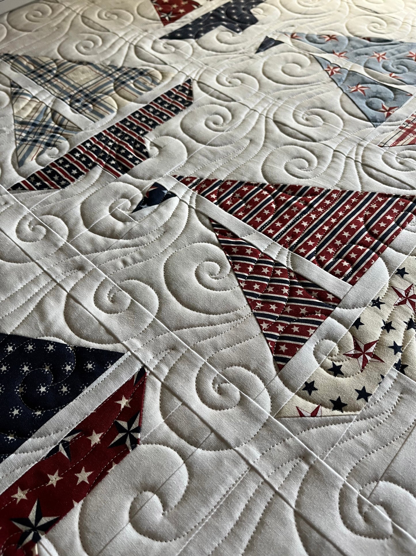 Handmade Baby Boy Sailboat Quilt - Heirloom Quilt, Nautical Home Decor 42"x52"