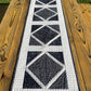 Handmade Quilted Table Runner, Navy & White, Japanese Sashiko Prints, Table Topper (13.5x46) Ready to Ship and Free Shipping!