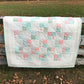 Handmade Baby Quilt - Baby Blanket, Adult Lap Quilt, Pink, Peach, Seafoam, Custom Quilted Hearts - Ready to Ship