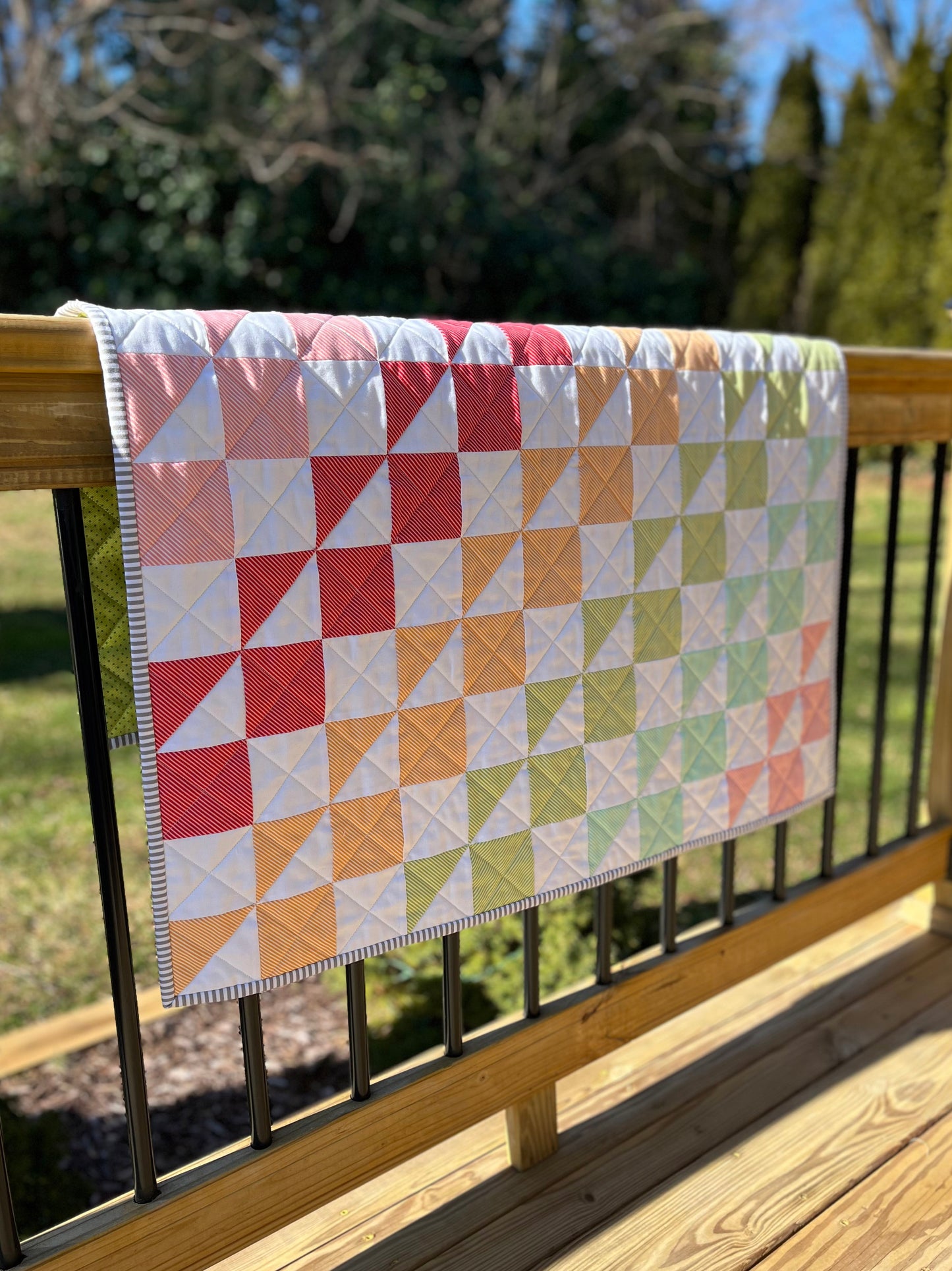 Handmade Baby Quilt, Colorful Patchwork Baby Blanket, Adult Lap Quilt, Gender Neutral, 36"x39" - Free Matching Gift Bag, Ready to Ship!