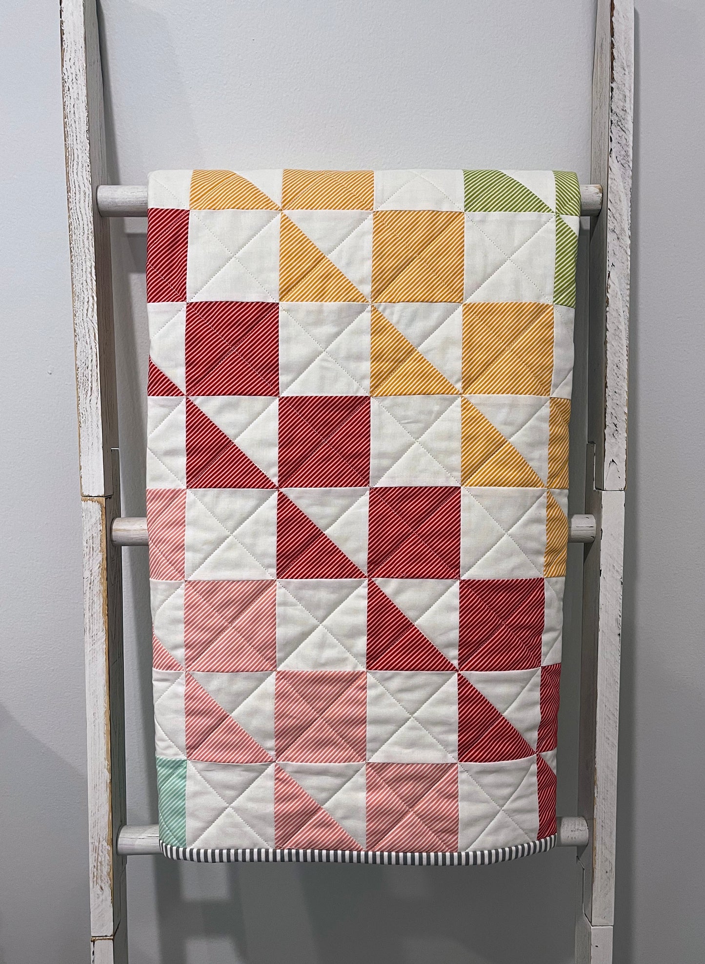 Handmade Baby Quilt, Colorful Patchwork Baby Blanket, Adult Lap Quilt, Gender Neutral, 36"x39" - Free Matching Gift Bag, Ready to Ship!