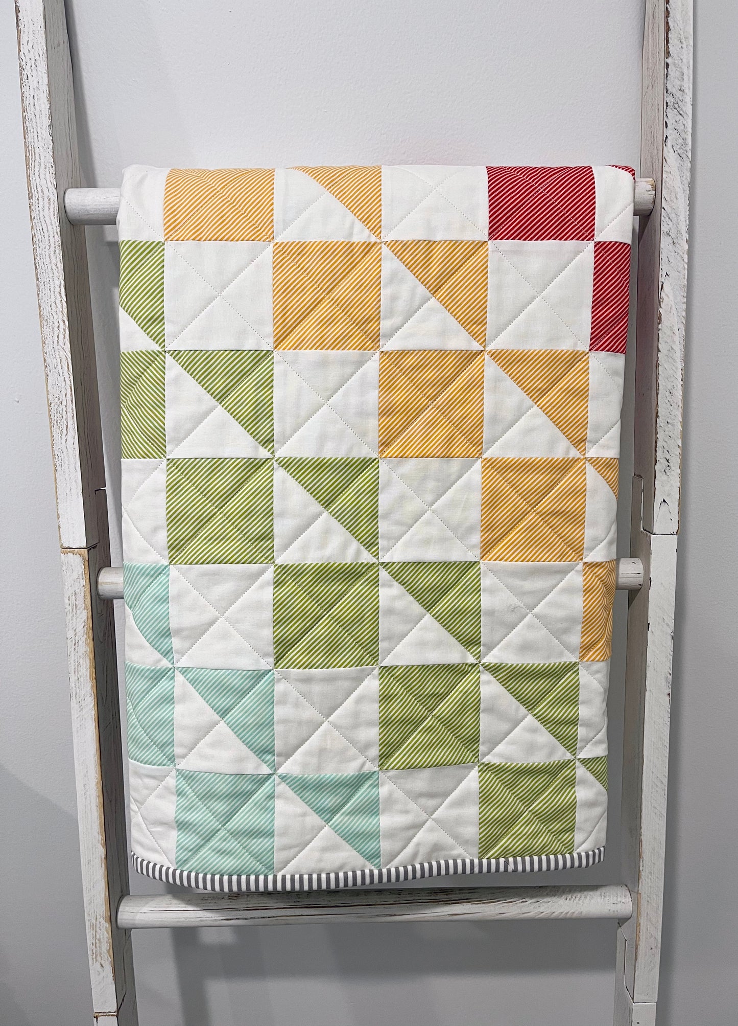 Handmade Baby Quilt, Colorful Patchwork Baby Blanket, Adult Lap Quilt, Gender Neutral, 36"x39" - Free Matching Gift Bag, Ready to Ship!