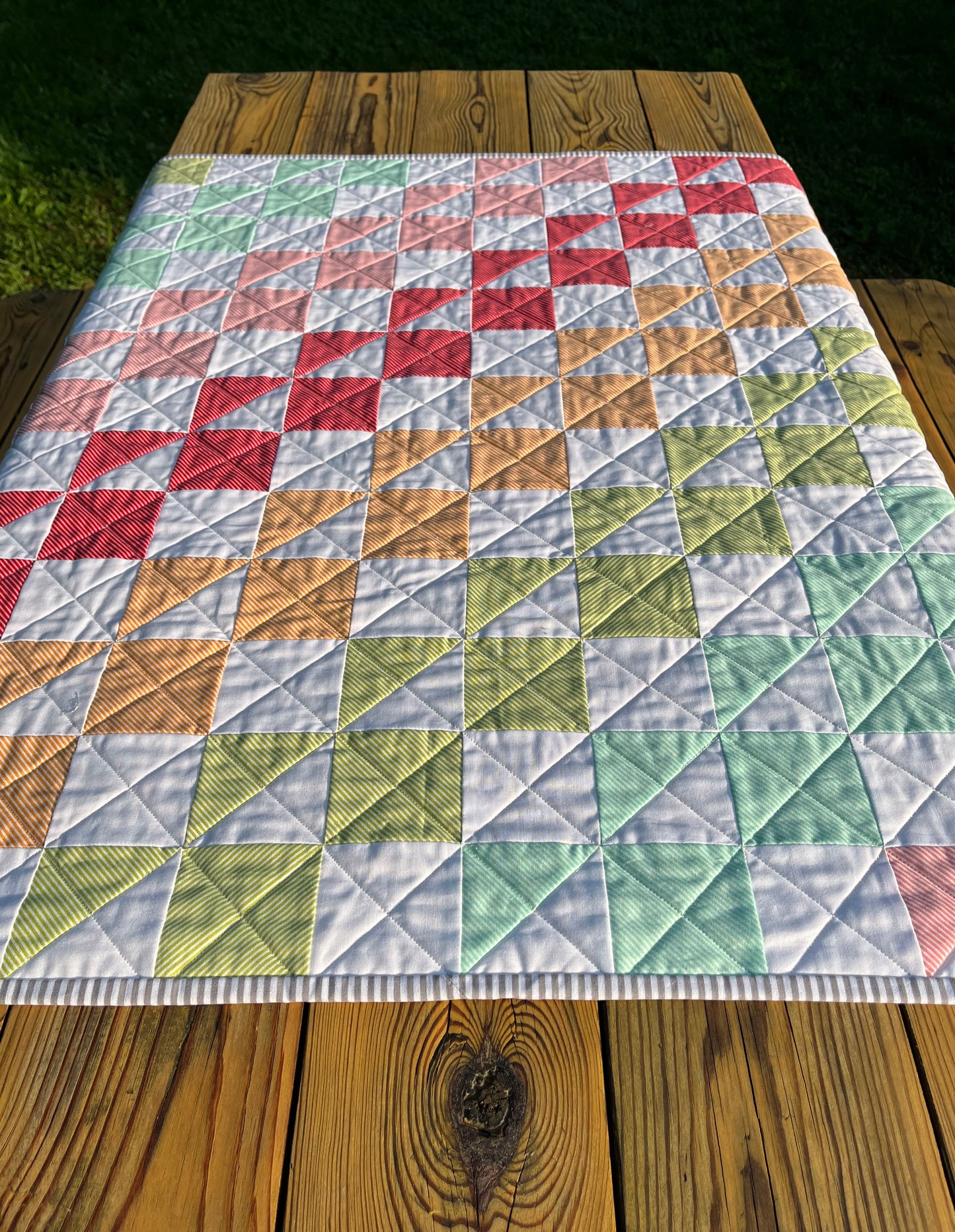 Handmade Baby Quilt, Colorful Patchwork Baby Blanket, Adult Lap Quilt, Gender Neutral, 36"x39" - Free Matching Gift Bag, Ready to Ship!