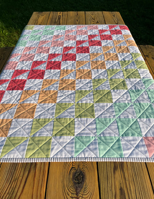 Handmade Baby Quilt, Colorful Patchwork Baby Blanket, Adult Lap Quilt, Gender Neutral, 36"x39" - Free Matching Gift Bag, Ready to Ship!