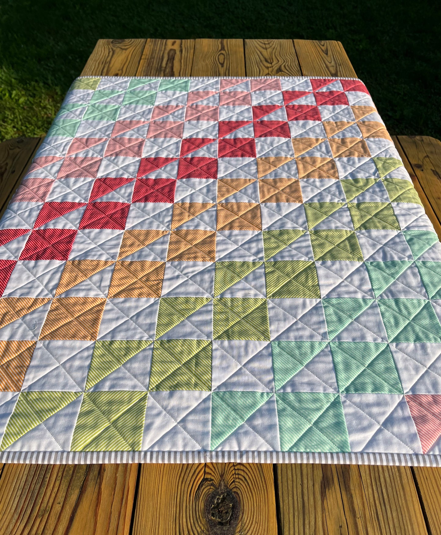 Handmade Baby Quilt, Colorful Patchwork Baby Blanket, Adult Lap Quilt, Gender Neutral, 36"x39" - Free Matching Gift Bag, Ready to Ship!