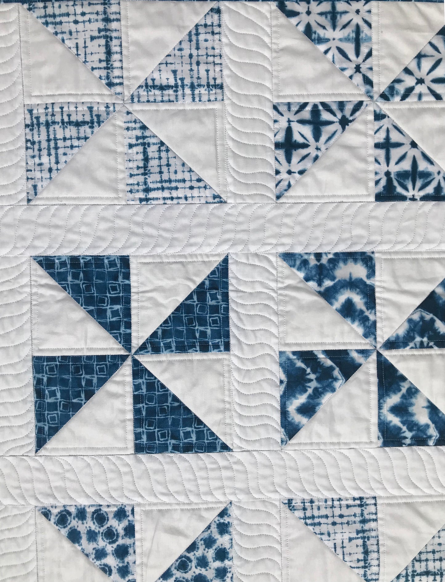 Shibori Pinwheels - Handmade Baby Quilt, Baby Blanket, Gender Neutral Baby Quilt, Crib Size, Adult Lap Quilt - Ready to Ship