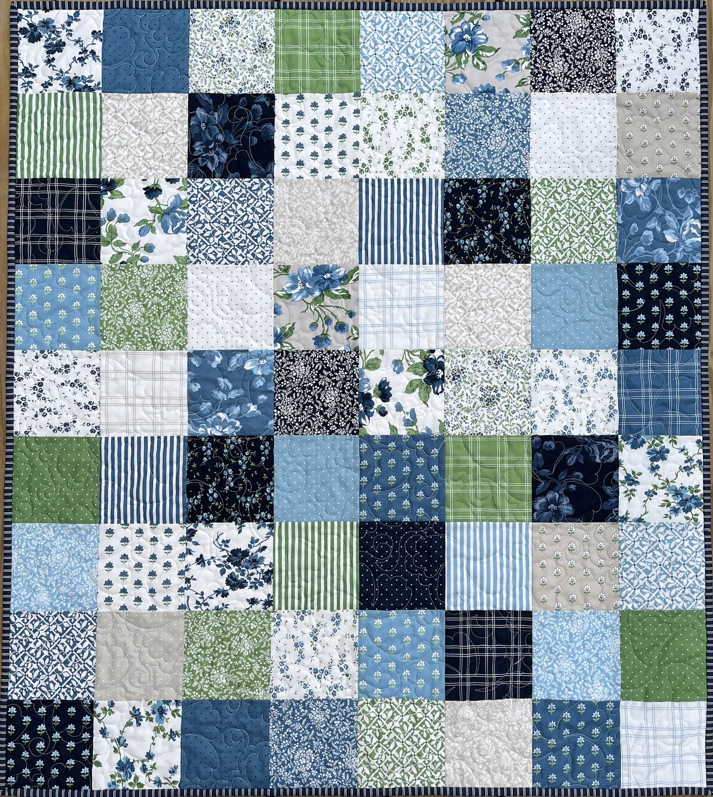 Handmade Baby Quilt, Moda Shoreline Fabric, Patchwork Baby Blanket (36x36), Adult Lap Quilt, Table Topper, Ready to Ship!