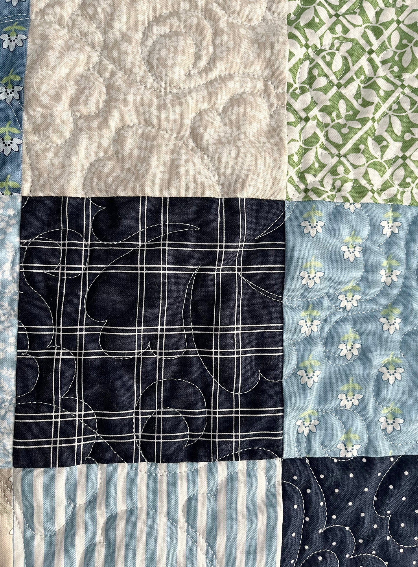 Handmade Baby Quilt, Moda Shoreline Fabric, Patchwork Baby Blanket (36x36), Adult Lap Quilt, Table Topper, Ready to Ship!