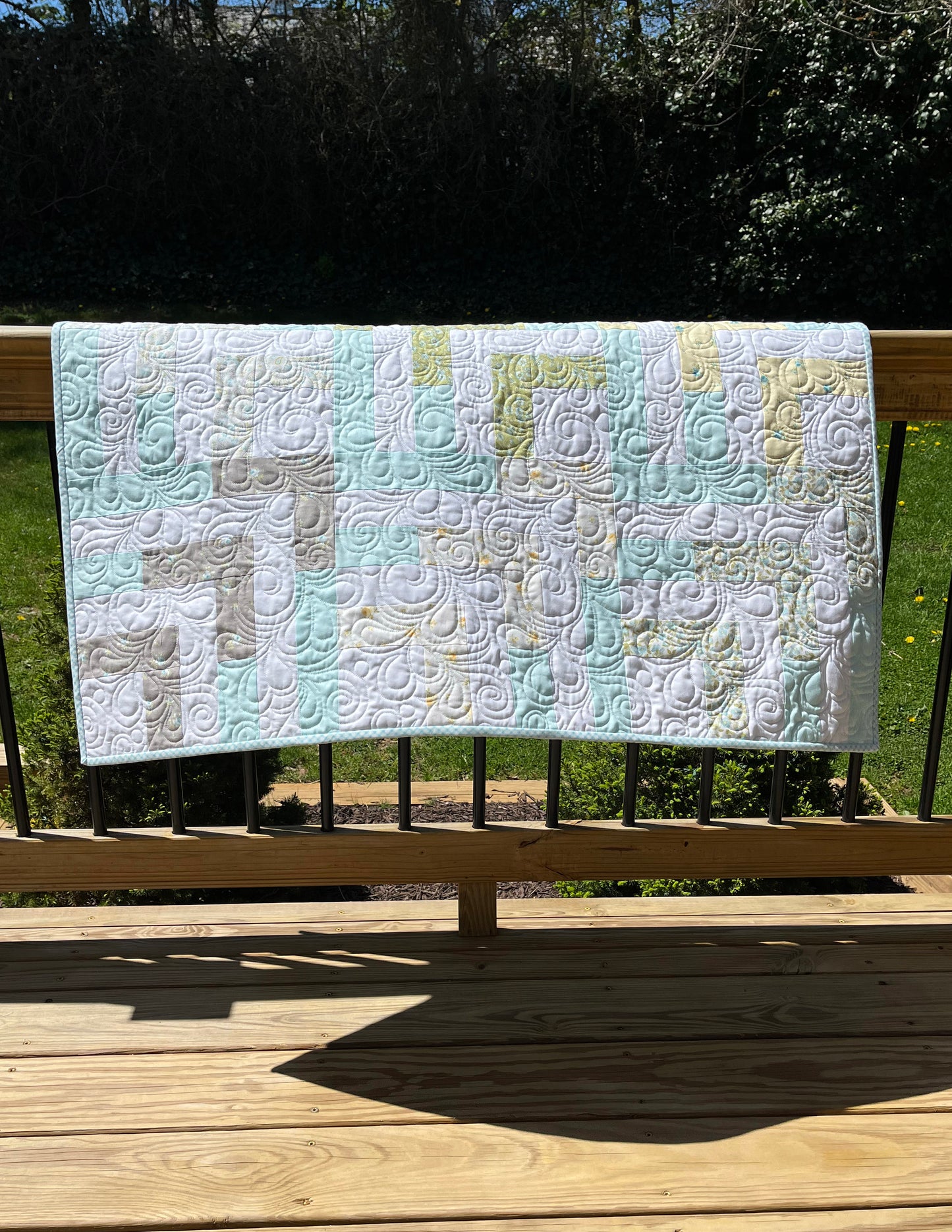 Handmade Baby Girl Quilt, Baby Blanket, Moda Shores Fabric in Florals and Paisley (42x42) FREE MATCHING BAG - Ready to Ship!