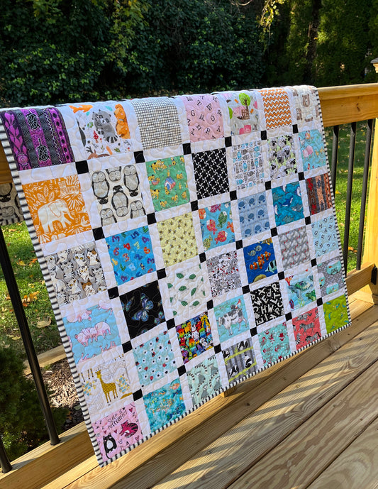 Storybook Baby Quilt - Handmade Baby Blanket, Snuggle With Baby and Find and Name all the Items (38x43) Gender Neutral - Ready to Ship!