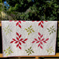 Christmas Snowflakes Handmade Baby Quilt, Heirloom Baby Blanket, Holiday Decor, Adult Lap Quilt, Table Topper (47x47)  Ready to Ship!