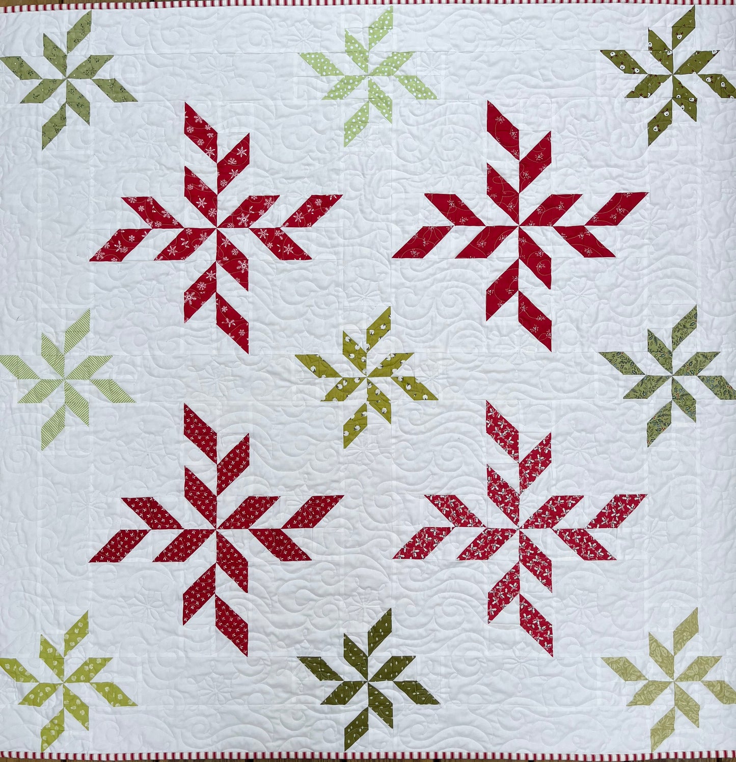 Christmas Snowflakes Handmade Baby Quilt, Heirloom Baby Blanket, Holiday Decor, Adult Lap Quilt, Table Topper (47x47)  Ready to Ship!