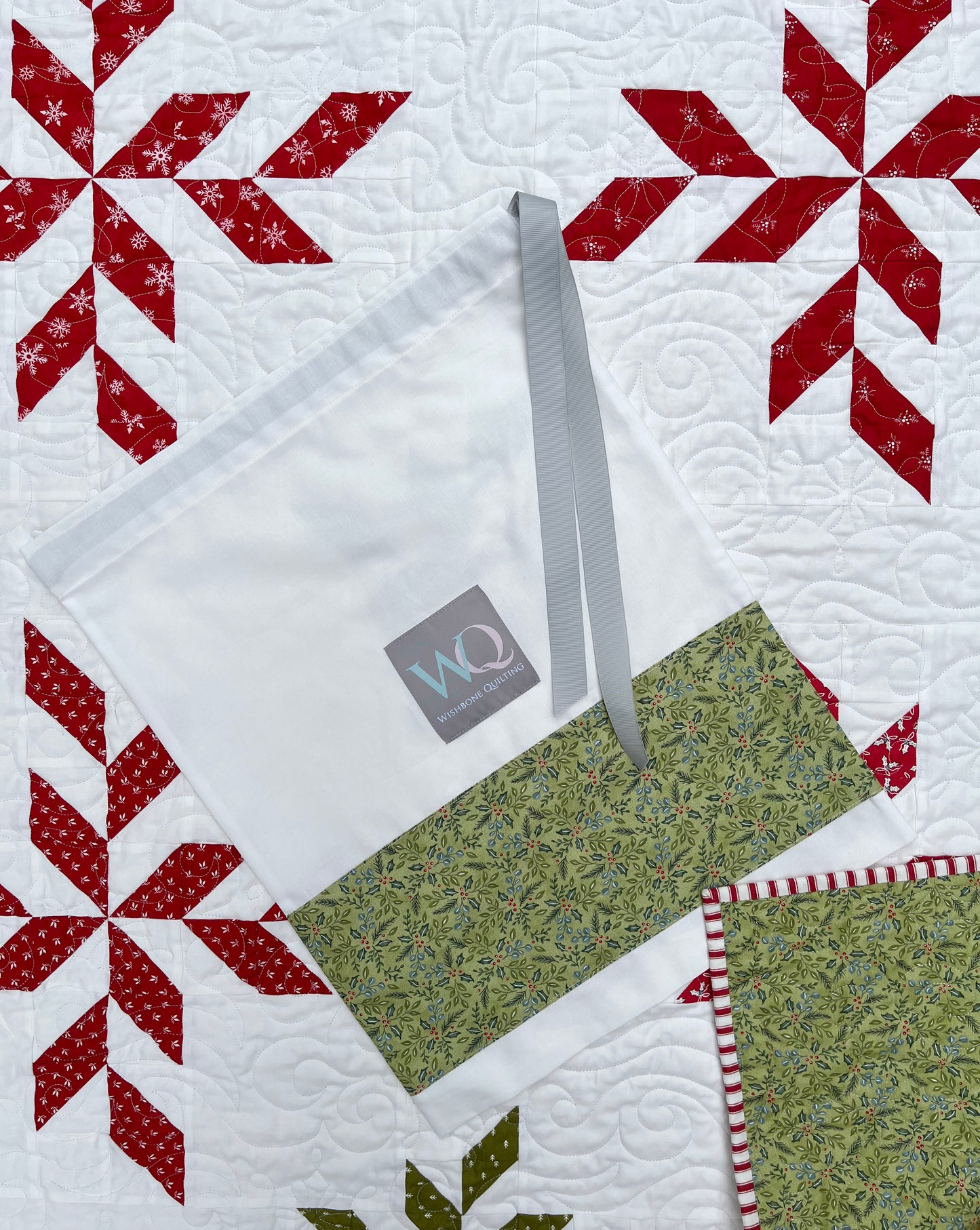 Christmas Snowflakes Handmade Baby Quilt, Heirloom Baby Blanket, Holiday Decor, Adult Lap Quilt, Table Topper (47x47)  Ready to Ship!