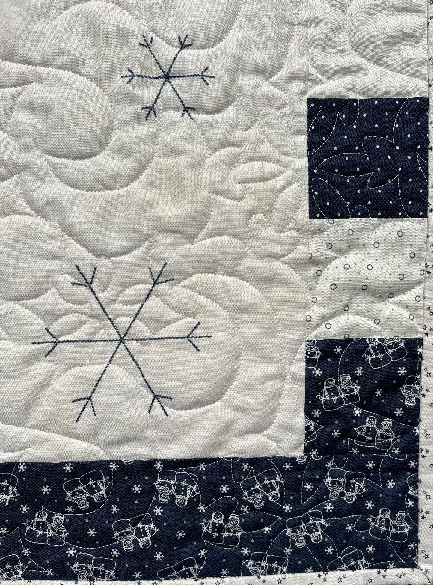 Handmade Snowman Baby Quilt, Winter Wall Hanging (40x48.5)  Ready to Ship!