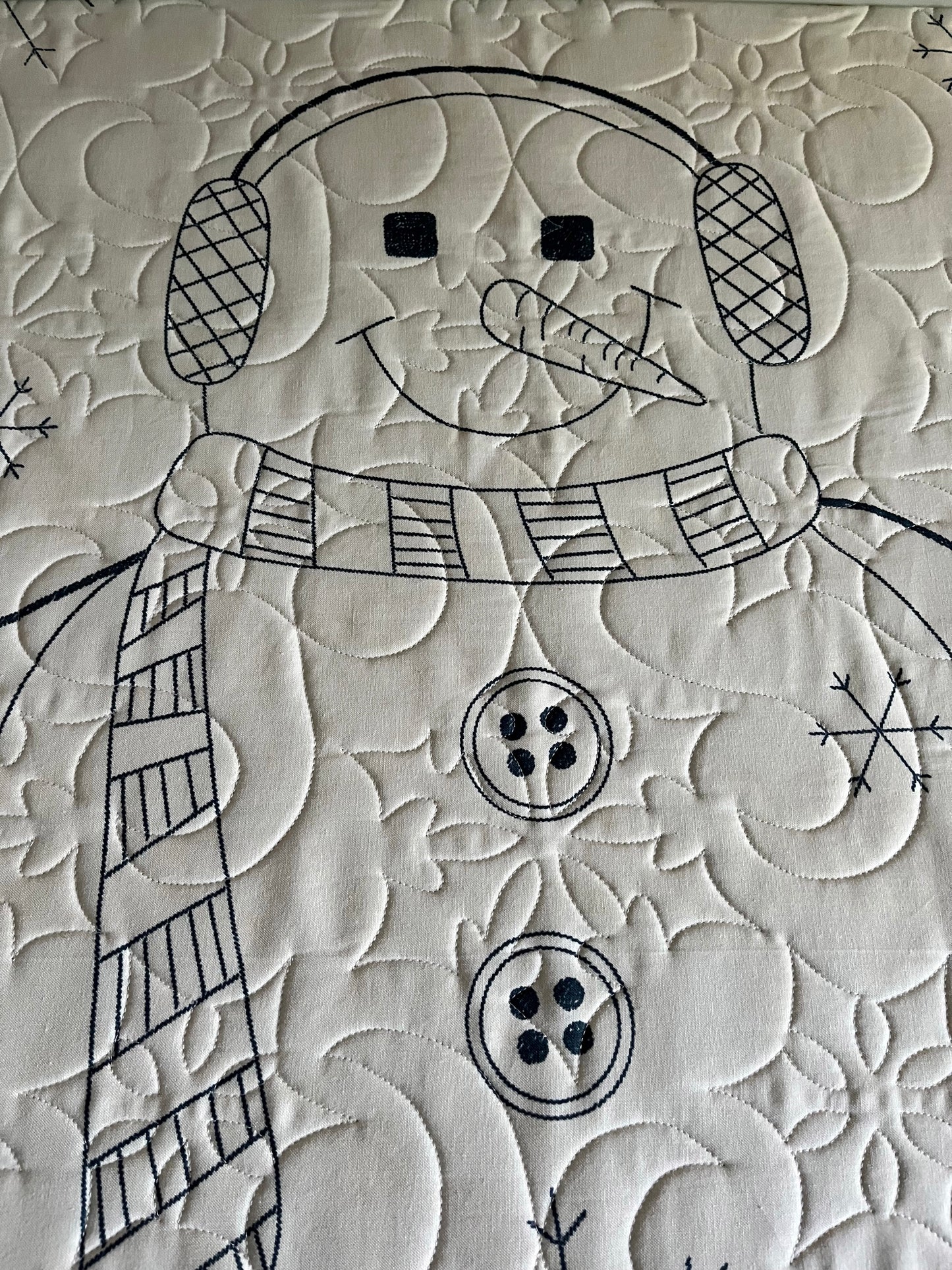Handmade Snowman Baby Quilt, Winter Wall Hanging (40x48.5)  Ready to Ship!