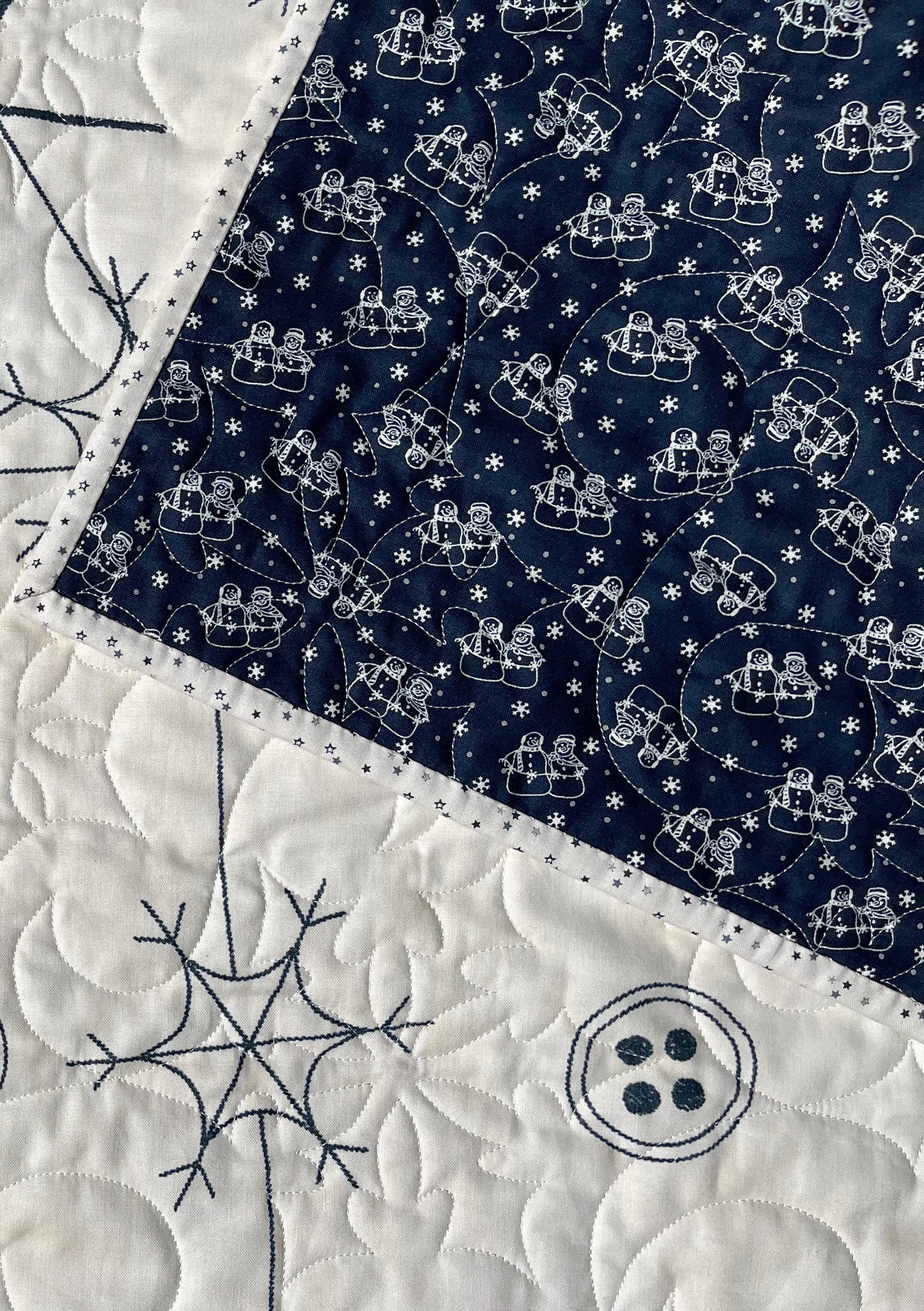 Handmade Snowman Baby Quilt, Winter Wall Hanging (40x48.5)  Ready to Ship!