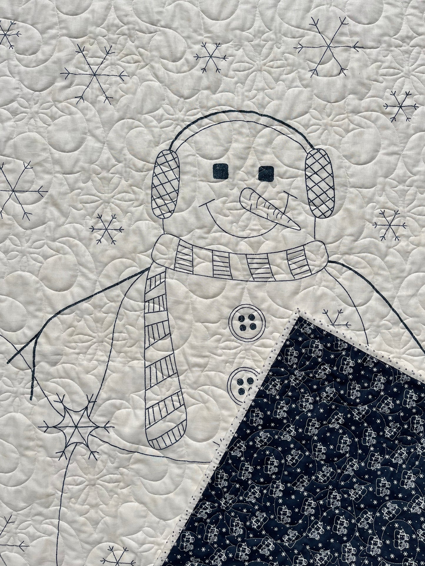 Handmade Snowman Baby Quilt, Winter Wall Hanging (40x48.5)  Ready to Ship!