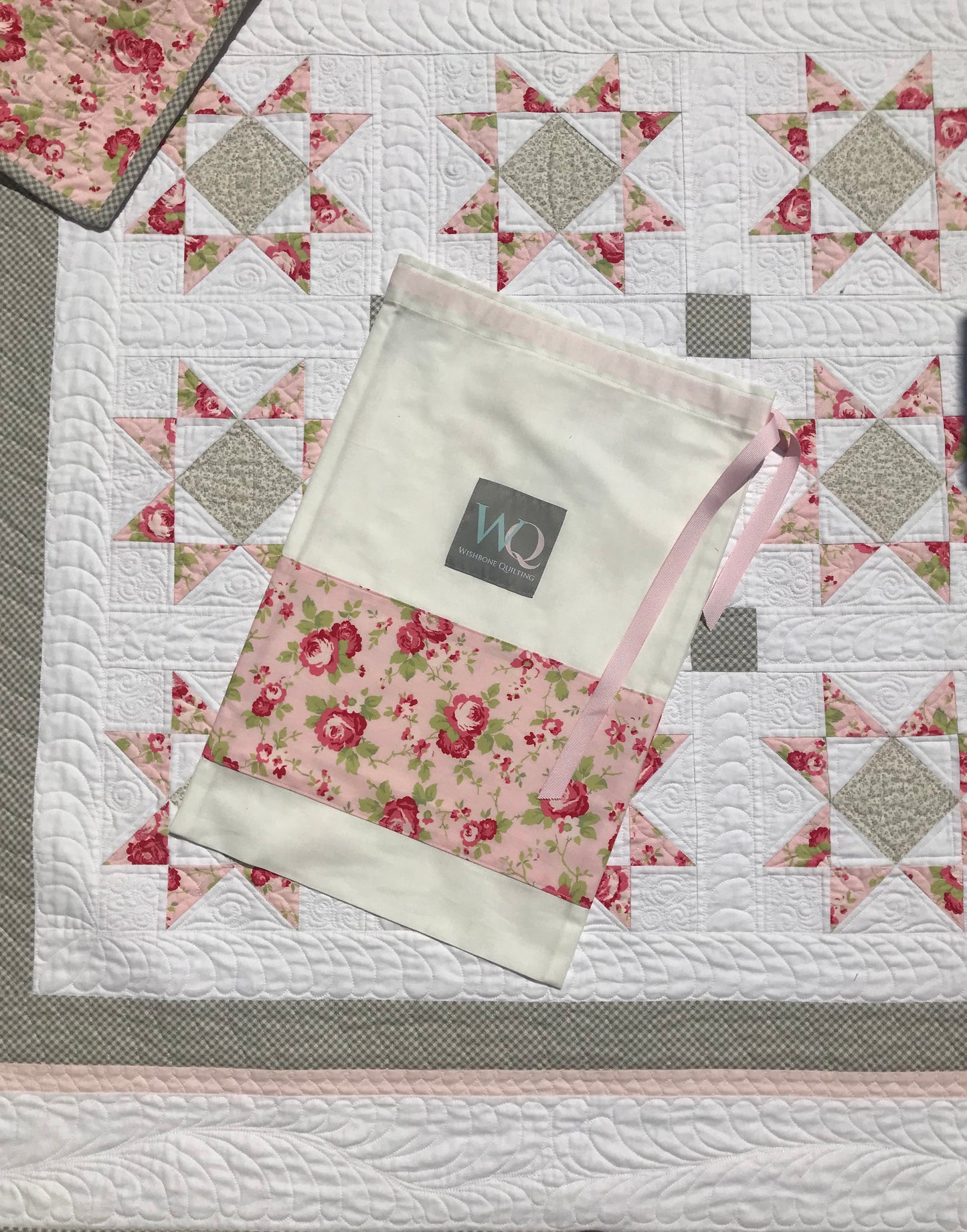 Baby Girl Quilt - Pink, Grey & White - Handmade Custom Heirloom Quality Baby Blanket - Ready to Ship