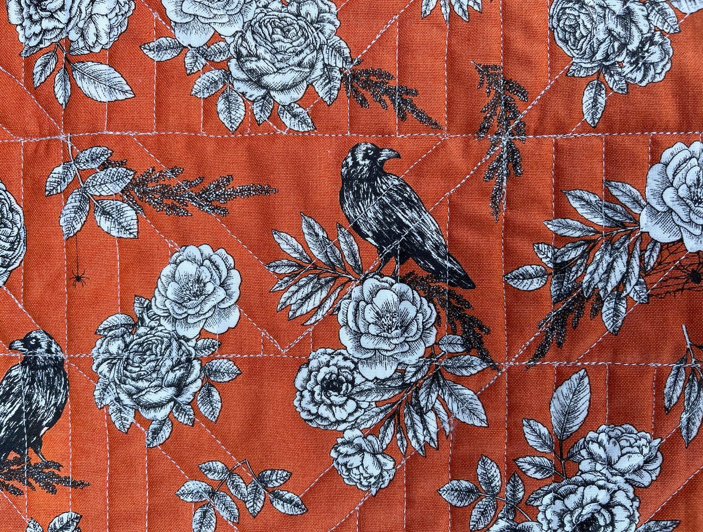 Halloween Table Runner - Handmade Quilted, Orange & Grey (15.5x49.5) READY TO SHIP!