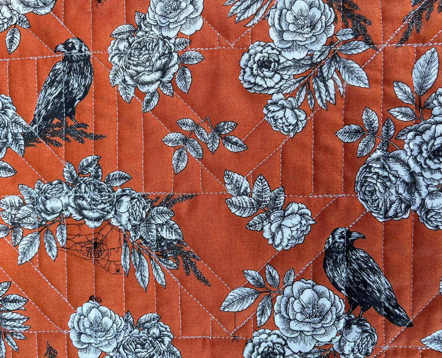 Halloween Table Runner - Handmade Quilted, Orange & Grey (15.5x49.5) READY TO SHIP!