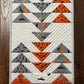 Halloween Table Runner - Handmade Quilted - Grey, Orange, Cream with Crows, Pumpkins, Stars (12.5x52)