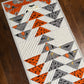 Halloween Table Runner - Handmade Quilted - Grey, Orange, Cream with Crows, Pumpkins, Stars (12.5x52)