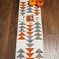Halloween Table Runner - Handmade Quilted - Grey, Orange, Cream with Crows, Pumpkins, Stars (12.5x52)